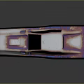 Futuristic Car Model With Sleek Metallic Body Rear Spoiler And Pink Purple Reflections