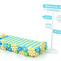 Guide Sign with 100 Years Educational Knowledge Graph Course Navigation SPIRIT and Flower Striped Platform