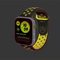 Smart Watch With Black And Yellow Strap Featuring Time Step Count And Heart Rate