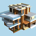 Modern Two Story Detached Villa Exterior With Glass Railing Balconies And Entrance Steps