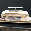 Modern Multi tiered Storage Organizer With Top Platform And Gold Trim Compartments