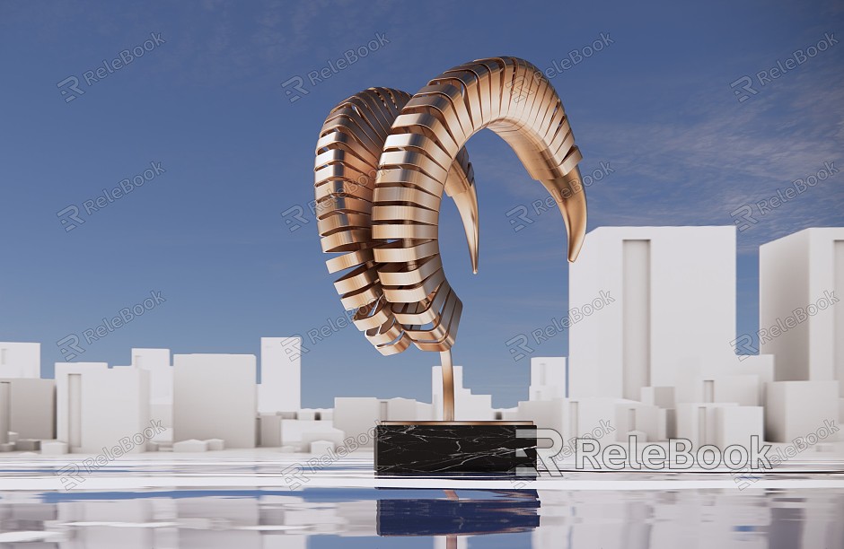 Modern City Sculpture Horns Horns Abstract Art Ornaments Sculpture model