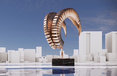 Modern City Sculpture Horns Abstract Art Ornaments Sculpture 3d model