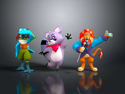 Animated Game Movie Cartoon Characters With Playful Poses And Vibrant Colors 3d model