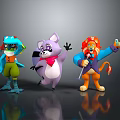 Animated Game Movie Cartoon Characters With Playful Poses And Vibrant Colors
