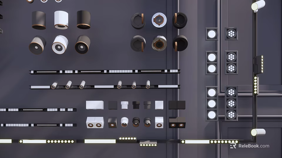 Various Modern Downlights and Spotlights with Different Styles for Home Lighting 3d model 