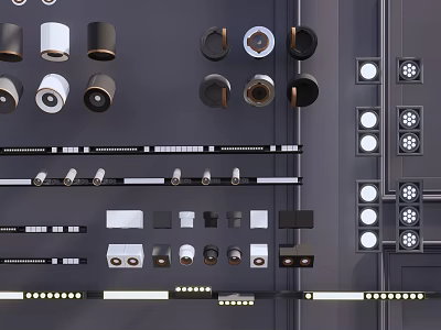 Various Modern Downlights and Spotlights with Different Styles for Home Lighting 3d model