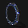 Cartoon Scene Circular Decorative Ring With Blue White Ornate Patterns On Black Background 3d model