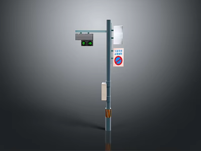 Street Traffic Signal Pole With Surveillance Camera Traffic Light And Road Signs 3d model