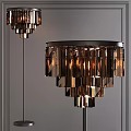 Modern Elegant Floor Lamp With Crystal Fringe And Metallic Frame Design