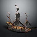 European-style sailing ship ancient ship pirate ship ancient warship large ancient ship 3d model