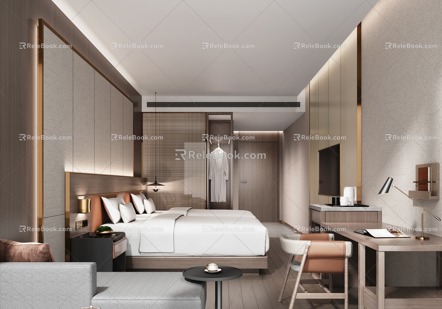 Hotel Room Twin Room 3d model