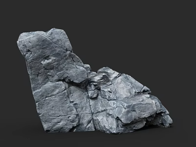 Natural Rock Formation With Rough Surface And Geological Textural Details Against Dark Background 3d model