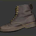 Brown Leather Work Boots With Yellow Laces And Stitched Sole Design