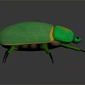 3D Rendered Green Beetle with Yellow Accents Shiny Body Long Antennae and Black Eyes
