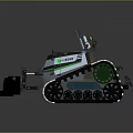 Tracked Utility Vehicle With Front Blade Transparent Cabin And Blue White Black Design