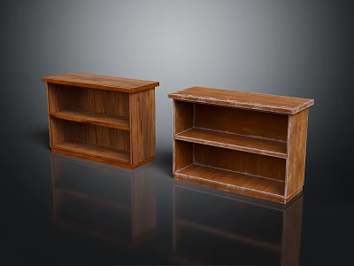Two Wooden Shoe Cabinets With Open Shelf Design For Home Entryway Storage 3d model