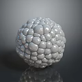 Gray Bumpy Spherical 3D Model With Shiny Textured Surface