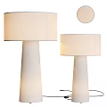 Modern Floor Lamp With Cylindrical Base And Beige Fabric Shade Design