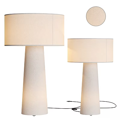 Modern Floor Lamp With Cylindrical Base And Beige Fabric Shade Design 3d model