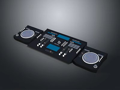 Professional DJ Controller Featuring Dual Turntables Control Panel Blue Display And White Buttons 3d model