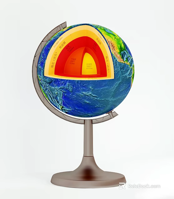 Earth Globe Cross Section Showing Internal Layers Crust Mantle And Core 3d model 
