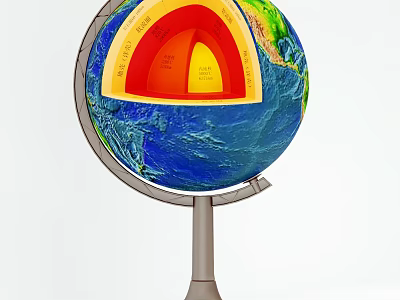 Earth Globe Cross Section Showing Internal Layers Crust Mantle And Core 3d model