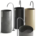Modern Cylindrical Washbasins in Gray Black and Beige with Curved Faucets