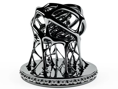 Black Artistic Decorative Ornament Set With Hollow-Out Design And Shiny Base 3d model