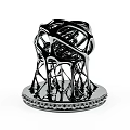 Black Artistic Decorative Ornament Set With Hollow-Out Design And Shiny Base