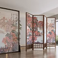 New Chinese Style Screen Landscape Painting Partition Screen 3d model