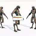 Game Movie Character Alien Monster With Three Different Angles And Grotesque Body Structure