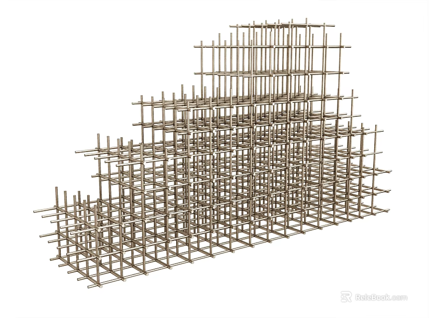 Modern Steel Structure Chandelier with Multi Layer Grid Like Stacked Design 3d model 