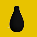 Black Teardrop Shaped Ceramic Vase With Textured Surface On Gray Background 3d model
