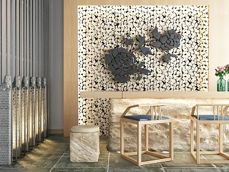 New Chinese Bar Chair Combination Bar 3d model
