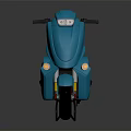 Blue Modern Scooter With Black Seat And Sleek Design On Dark Background