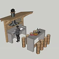 Rustic Bar Counter With Pizza Bread Olive Oil Red Wine And Wooden Lattice Range Hood