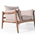 Elegant Modern Leisure Chair With Wooden Frame Beige Cushions And Armrests