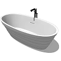Stylish Modern Freestanding Bathtub With Ribbed Design And Black Faucet