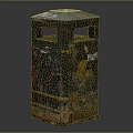 Worn Metal Trash Can With Rusty Surface Colorful Graffiti And Open Top