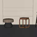 Various Stylish Stools with Checkered Cushion Round Seat and Wooden Frame Design