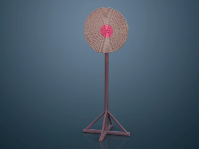 Woven Circular Garden Ornament With Red Center Pattern On Tripod Stand 3d model