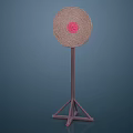 Woven Circular Garden Ornament With Red Center Pattern On Tripod Stand 3d model