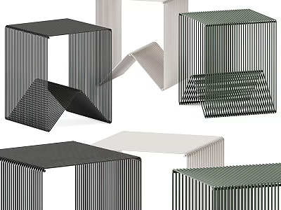 Modern Geometric Side Tables With Sleek Lines And Black White Color Options 3d model