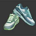 Stylish Blue And White Sports Sneakers With Air Cushion Sole Breathable Design And White Laces