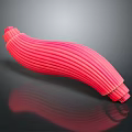 Red Curved Tubular Medical Device With Parallel Stripes And Flexible Structure