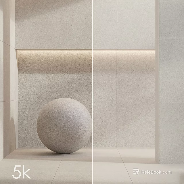 Minimalist Wall Component Featuring Stone Sphere Recessed Lighting And Light Beige Stone Material 3d model 
