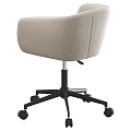 Modern Office Chair With Beige Fabric Upholstery And Black Swivel Base Wheels