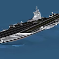 Powerful Aircraft Carrier Naval Weapon Sailing On Open Sea With Flight Deck 3d model