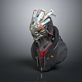 Sci Fi Character With Mechanical Helmet Black Hoodie And Red Lining 3d model